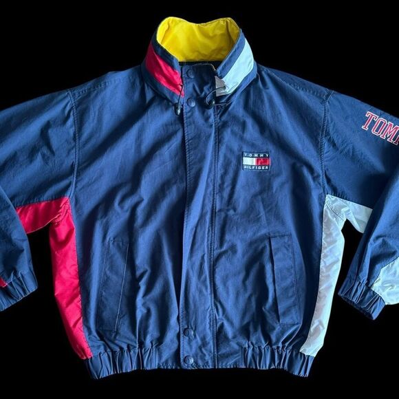 VTG 90’s Y2K Tommy Hilfiger Color Block Embroidered Windbreaker Jacket Size XL - Picture 1 of 9